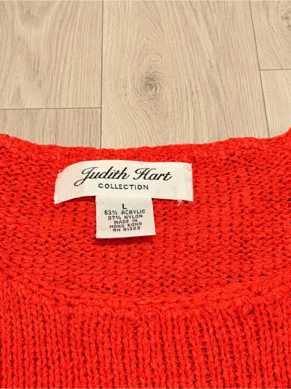 Judith Hart Collection Vintage Floral Knit Sweater Vest Red Orange Size L - Picture 3 of 5